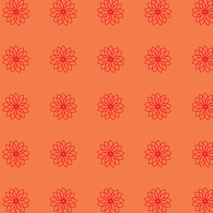 Digital png illustration of red and orange pattern of repeated flowers on transparent background