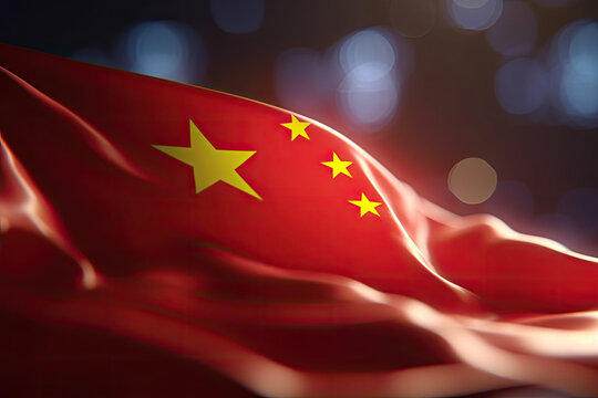 3d minimalist China flag bokeh background Generative AI