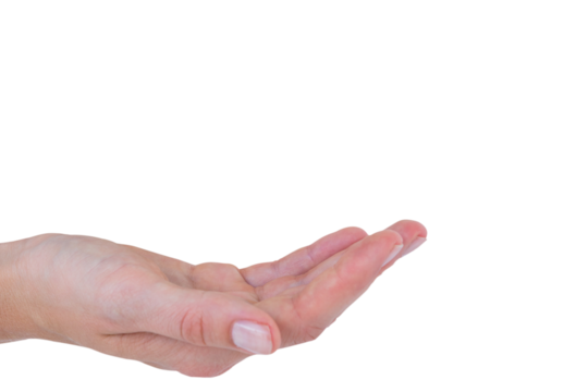 Digital png photo of outstretched hand on transparent background