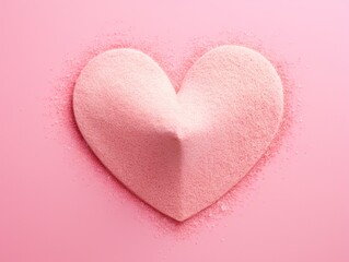 Fototapeta premium Heart made of sand on contrast pink background. Valentine's Day concept.