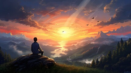 Obraz premium beautiful sunrise view with a heart touching scene