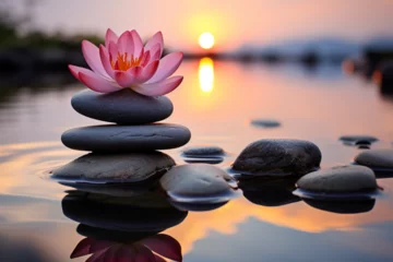 Selbstklebende Fototapeten zen stones and flower © CREAM 2.0