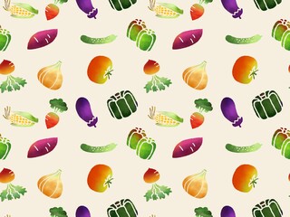 野菜のシームレスパターン　A-3'
