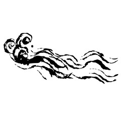 シンプルな波の墨絵のイラスト素材　ベクター