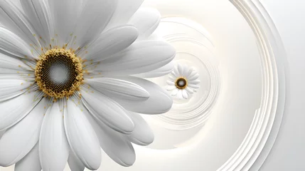 Zelfklevend Fotobehang White cactus flower on a white background close up selective focus., One white isolated gerbera flower, DIMORPHOTECA U OSTEOSPERMUM    © Ashian