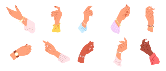 Deurstickers Hands pose vector illustration. The pointing finger directed viewers gaze towards horizon The delicate movements wrist added elegance to performance The expressive finger gestures conveyed myriad © robu_s