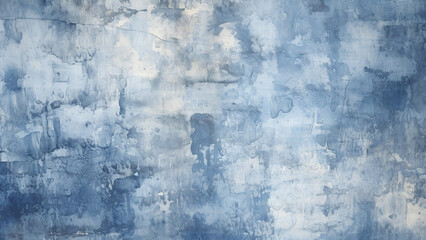 Obraz premium Denim Blue and Creamy White Watercolor Splashes Abstract