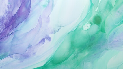 Fototapeta premium Lilac Purple and Mint Green Watercolor Splashes Abstract