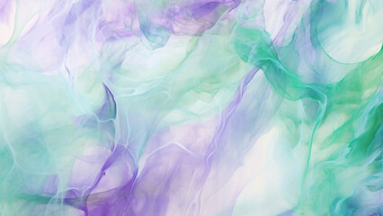 Fototapeta na wymiar Lilac Purple and Mint Green Watercolor Splashes Abstract