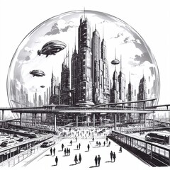 Futuristic dome city
