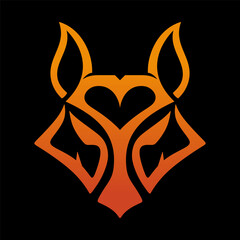 fox logo illustration design. fox head vector line design