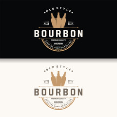 Whiskey Logo, Drink Label Design With Old Retro Vintage Ornament Illustration Premium Template