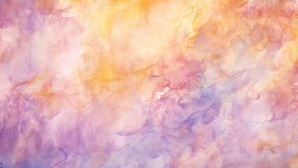 Fototapeta na wymiar Vivid Sunset Orange and Lavender Watercolor Splashes