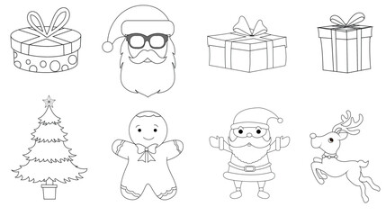 Vector illustration Christmas hand-drawn pattern with different colouring elements