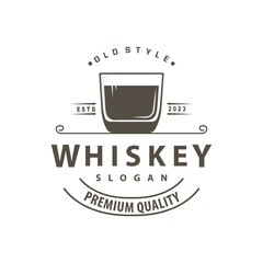 Whiskey Logo, Drink Label Design With Old Retro Vintage Ornament Illustration Premium Template