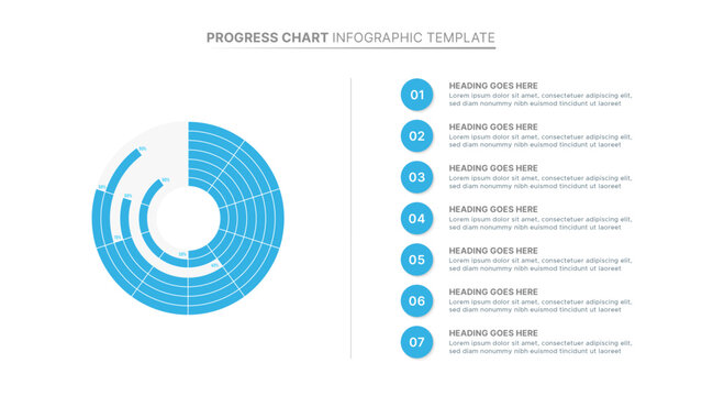 Statistics Percentages Chart Infographic Design Template with Seven Options