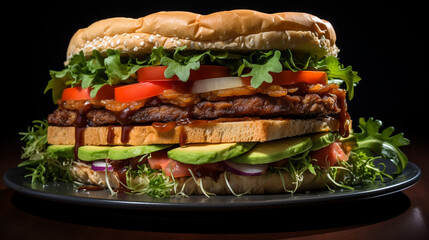 grilled chicken sandwich HD 8K wallpaper Stock Photographic Image 