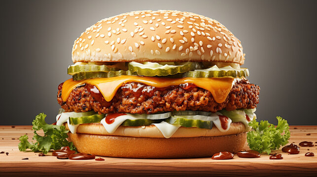 hamburger on black background HD 8K wallpaper Stock Photographic Image 