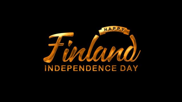 Happy Finland Independence Day Text Animation on Gold Color. Great for Finland Independence Day Celebrations, for banner, social media feed wallpaper stories