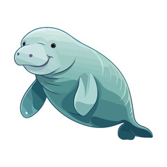 underwater manatee illustration marine wildlife