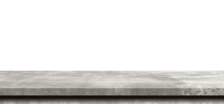Cement table isolated on transparent background. Png realistic design element.