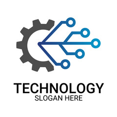 Technology logo template vector art