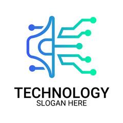 Technology logo template vector art