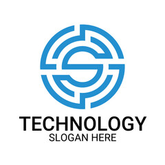 Technology logo template vector art