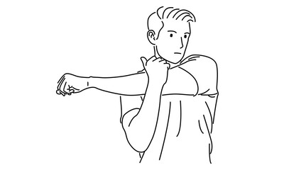 line art of man stretching his arm