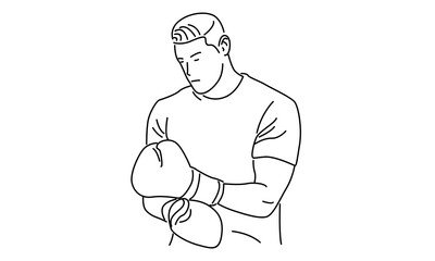 line art of young man boxer