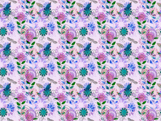 Fancy Floral on Purple Seamless Tile