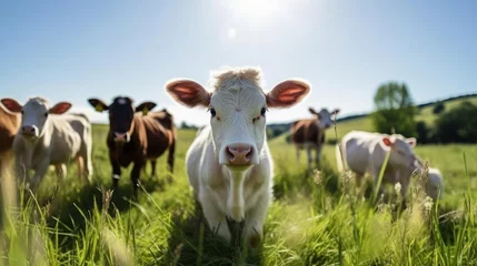 Foto op Plexiglas Livestock grazing on grass © cherezoff