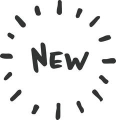 黒い「NEW」の手書き文字素材