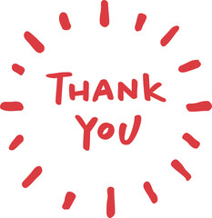 赤い「THANK YOU」の手書き文字素材