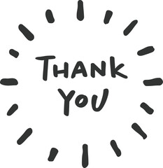 黒い「THANK YOU」の手書き文字素材