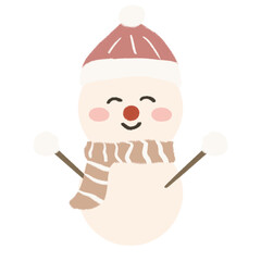 Cute Retro Snowman Christmas illustration