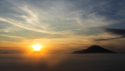 Fototapeta na wymiar Beautiful morning landscape. sunrise at Khao Takhian Ngo