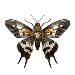 Deaths-head Hawk Moth on White Background Isolated on Transparent or White Background, PNG