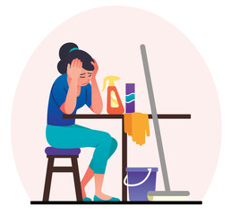 Fototapeta premium Tired and exhausted unhappy woman