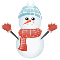 Cute snowman Christmas illustration clipart