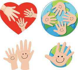Smiling Hands: Vector Cartoon Illustration of Human Hands