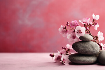 zen stones and pink orchid