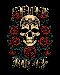 Skull And Roses Vector Art, Illustration and Graphic