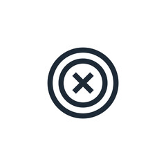 Aim, target designator.Vector linear illustration icon isolated on white background.