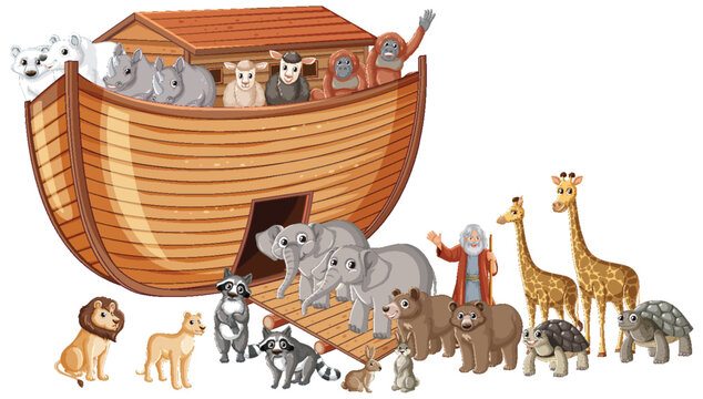 recommend clip art: Wild Animals Boarding Noah's Ark for Epic Journey