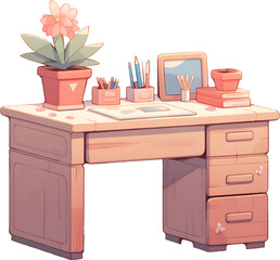 desk in cartoon style