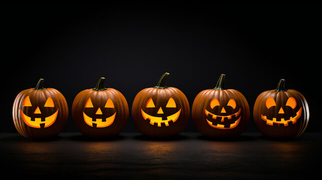 Halloween pumpkins with lights on a dark background
3d rendered Halloween pumpkin isolated
