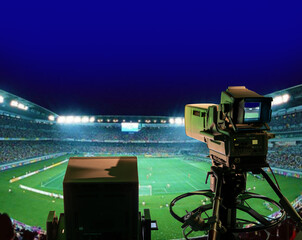 Camera at the stadium to broadcast a sports match