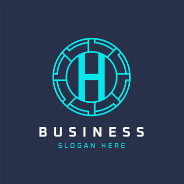 Letter H Tech Logo Design. Initial Round H Logo Universal Elegant Icon