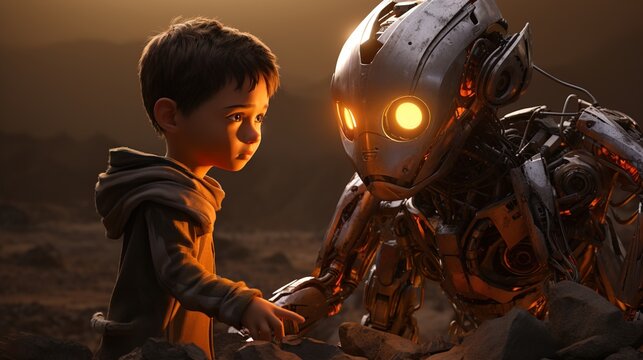 Create a robot assisting children with autism UHD wallpaper